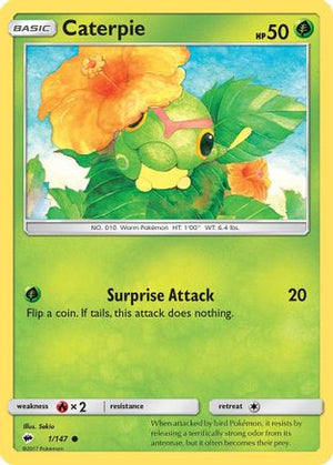 Caterpie 1/147 - SM  Burning Shadows Reverse Holofoil - Poke-Collect
