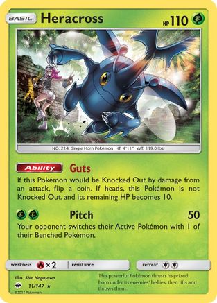 Heracross 11/147 - SM  Burning Shadows Reverse Holofoil - Poke-Collect