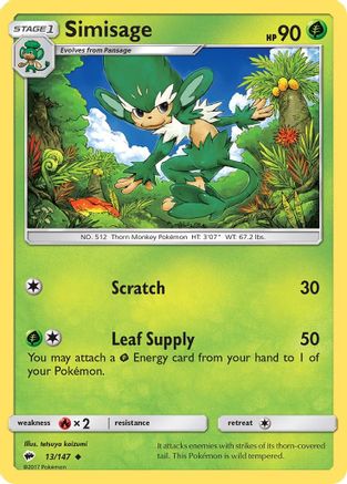 Simisage 13/147 - Burning Shadows Reverse Holofoil - Poke-Collect