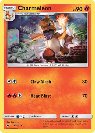Charmeleon 19/147 - SM  Burning Shadows Reverse Holofoil - Poke-Collect