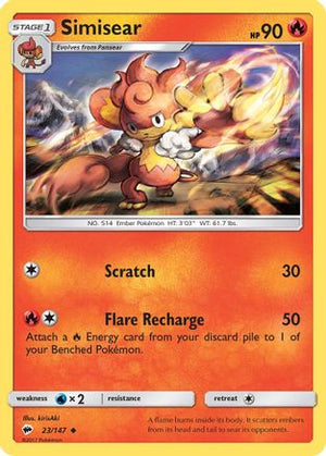 Simisear 23/147 - Burning Shadows Reverse Holofoil - Poke-Collect