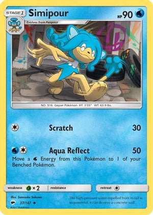 Simipour 37/147 - SM  Burning Shadows Reverse Holofoil - Poke-Collect