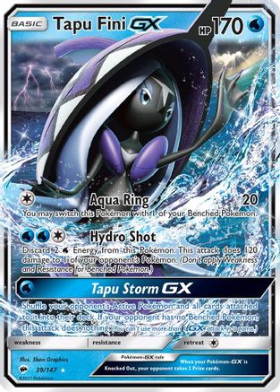 Tapu Fini-GX 39/147 - Burning Shadows Holofoil - Poke-Collect