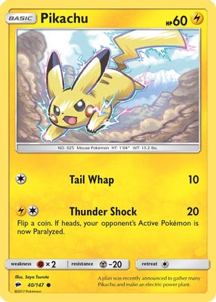 Pikachu 40/147 - SM  Burning Shadows - Poke-Collect