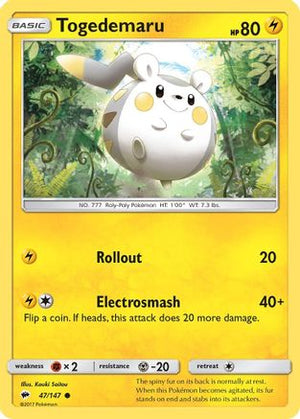 Togedemaru 47/147 - Burning Shadows Reverse Holofoil - Poke-Collect