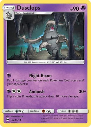 Dusclops 52/147 - SM  Burning Shadows - Poke-Collect