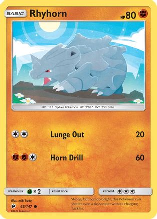 Rhyhorn 65/147 - SM  Burning Shadows Reverse Holofoil - Poke-Collect