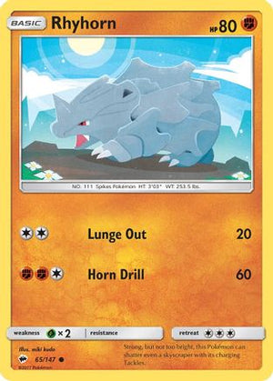 Rhyhorn 65/147 - Burning Shadows Reverse Holofoil - Poke-Collect