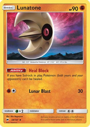 Lunatone 68/147 - SM  Burning Shadows Reverse Holofoil