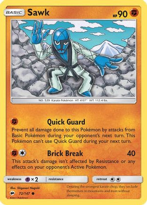 Sawk 72/147 - Burning Shadows Reverse Holofoil - Poke-Collect