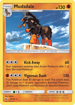 Mudsdale 78/147 - SM  Burning Shadows Reverse Holofoil - Poke-Collect