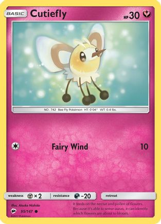 Cutiefly 95/147 - SM  Burning Shadows Reverse Holofoil - Poke-Collect