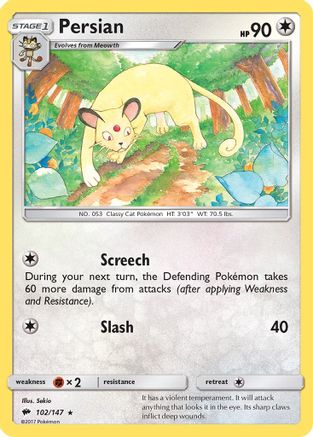 Persian 102/147 - SM  Burning Shadows Reverse Holofoil - Poke-Collect