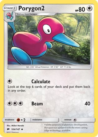 Porygon2 104/147 - SM  Burning Shadows Reverse Holofoil - Poke-Collect