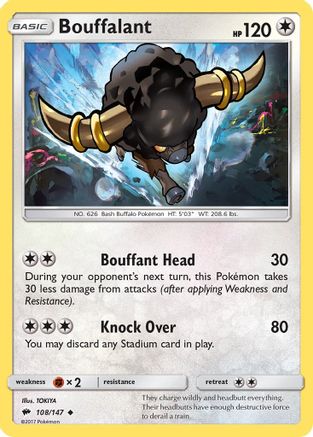 Bouffalant 108/147 - SM  Burning Shadows Reverse Holofoil - Poke-Collect