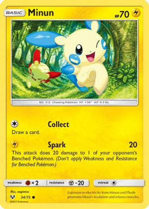 Minun 34/73 - Shining Legends Reverse Holofoil - Poke-Collect