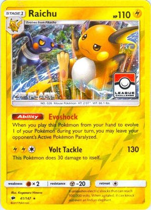 Raichu - 41/147 (League Challenge) [2nd Place] 41 - League & Championship Cards Reverse Holofoil - Poke-Collect