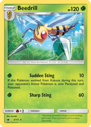 Beedrill 3/111 - SM  Crimson Invasion Reverse Holofoil - Poke-Collect
