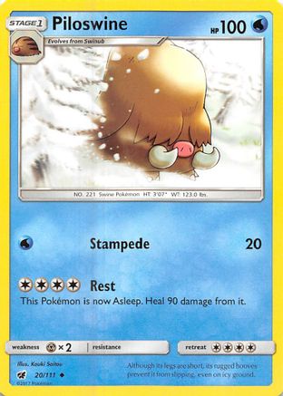 Piloswine 20/111 - SM  Crimson Invasion Reverse Holofoil - Poke-Collect