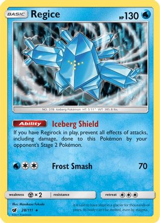 Regice 28/111 - SM  Crimson Invasion Reverse Holofoil - Poke-Collect