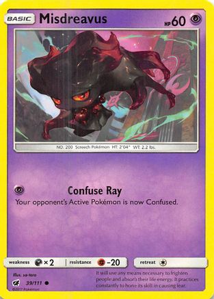 Misdreavus 39/111 - SM  Crimson Invasion Reverse Holofoil - Poke-Collect