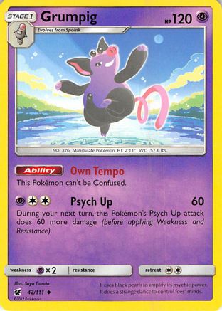 Grumpig 42/111 - SM  Crimson Invasion Reverse Holofoil - Poke-Collect
