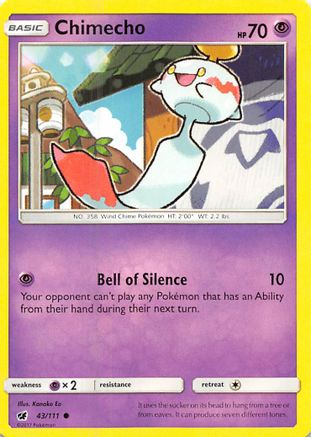 Chimecho 43/111 - SM  Crimson Invasion Reverse Holofoil - Poke-Collect