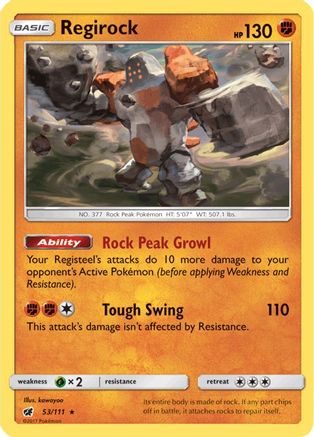 Regirock 53/111 - SM  Crimson Invasion Reverse Holofoil - Poke-Collect