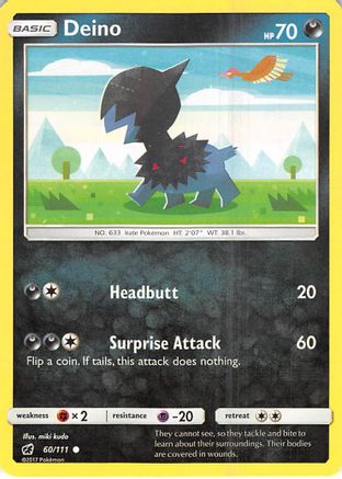 Deino 60/111 - SM  Crimson Invasion Reverse Holofoil - Poke-Collect