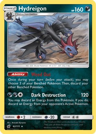 Hydreigon 62/111 - SM  Crimson Invasion Reverse Holofoil - Poke-Collect
