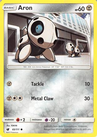 Aron 65/111 - SM  Crimson Invasion Reverse Holofoil - Poke-Collect