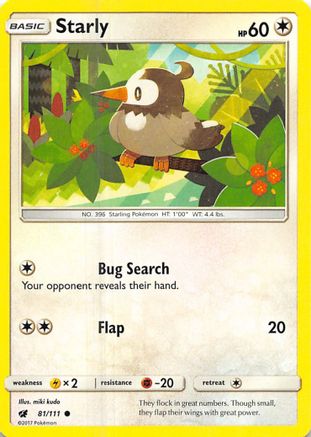 Starly 81/111 - Crimson Invasion Reverse Holofoil - Poke-Collect