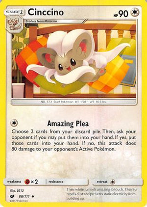 Cinccino 86/111 - SM  Crimson Invasion Reverse Holofoil - Poke-Collect