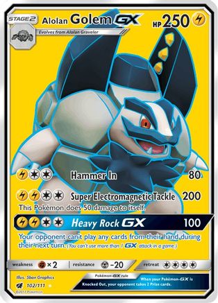 Alolan Golem GX (Full Art) 102/111 - SM  Crimson Invasion Holofoil - Poke-Collect