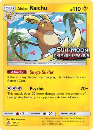 Alolan Raichu SM72/248 - SM Black Star Promos Holofoil - Poke-Collect