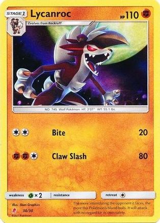 Lycanroc (#30 Holofoil) 30 - SM Trainer Kit Lycanroc & Alolan Raichu Holofoil - Poke-Collect