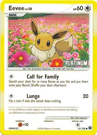 Eevee - 62/100 [Platinum] 62 - Burger King Promos Reverse Holofoil - Poke-Collect