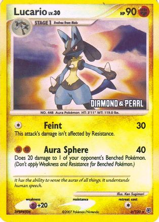 Lucario - 6/130 [Diamond & Pearl] 6 - Burger King Promos Reverse Holofoil - Poke-Collect