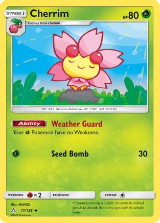 Cherrim 11/156 - SM  Ultra Prism Reverse Holofoil - Poke-Collect