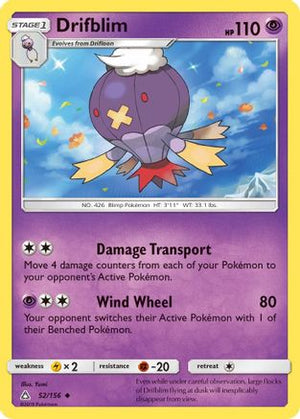Drifblim 52/156 - SM  Ultra Prism Reverse Holofoil - Poke-Collect