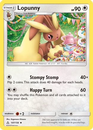 Lopunny 107/156 - SM  Ultra Prism Reverse Holofoil - Poke-Collect