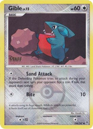 Gible - 106/147 (Championship Promo) [Staff] 106 - League & Championship Cards Reverse Holofoil - Poke-Collect