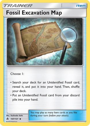 Fossil Excavation Map 107/131 - SM  Forbidden Light Reverse Holofoil - Poke-Collect