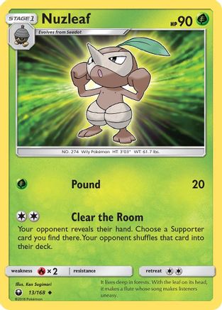 Nuzleaf 13/168 - SM  Celestial Storm Reverse Holofoil - Poke-Collect