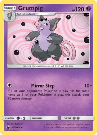 Grumpig 60/168 - SM  Celestial Storm Reverse Holofoil - Poke-Collect