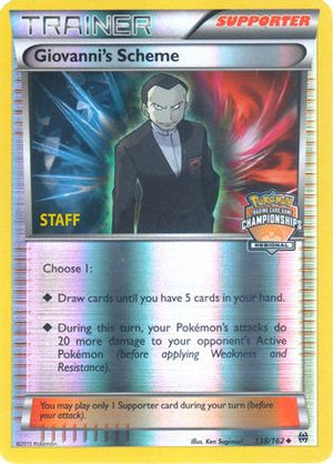 Giovanni's Scheme - 138/162 (Regional Championships) [Staff] 138 - League & Championship Cards Reverse Holofoil - Poke-Collect
