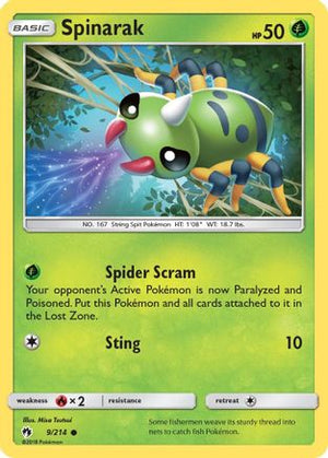 Spinarak 9/214 - Lost Thunder Reverse Holofoil - Poke-Collect