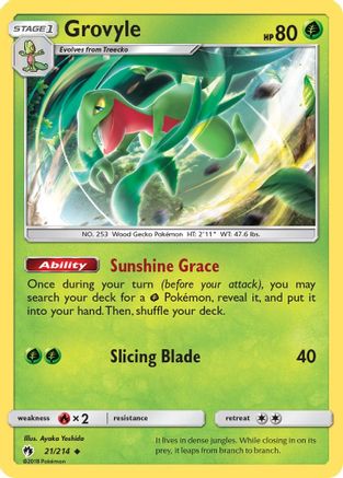 Grovyle 21/214 - SM  Lost Thunder Reverse Holofoil - Poke-Collect