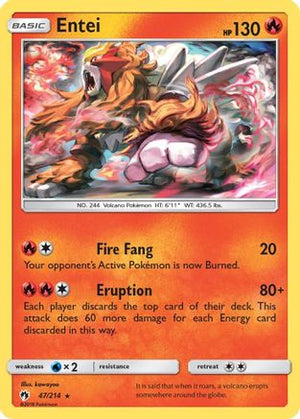 Entei 47/214 - SM  Lost Thunder Reverse Holofoil - Poke-Collect