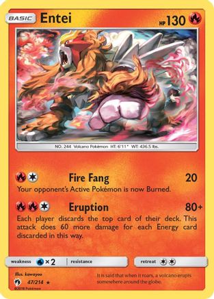 Entei 47/214 - Lost Thunder Reverse Holofoil - Poke-Collect